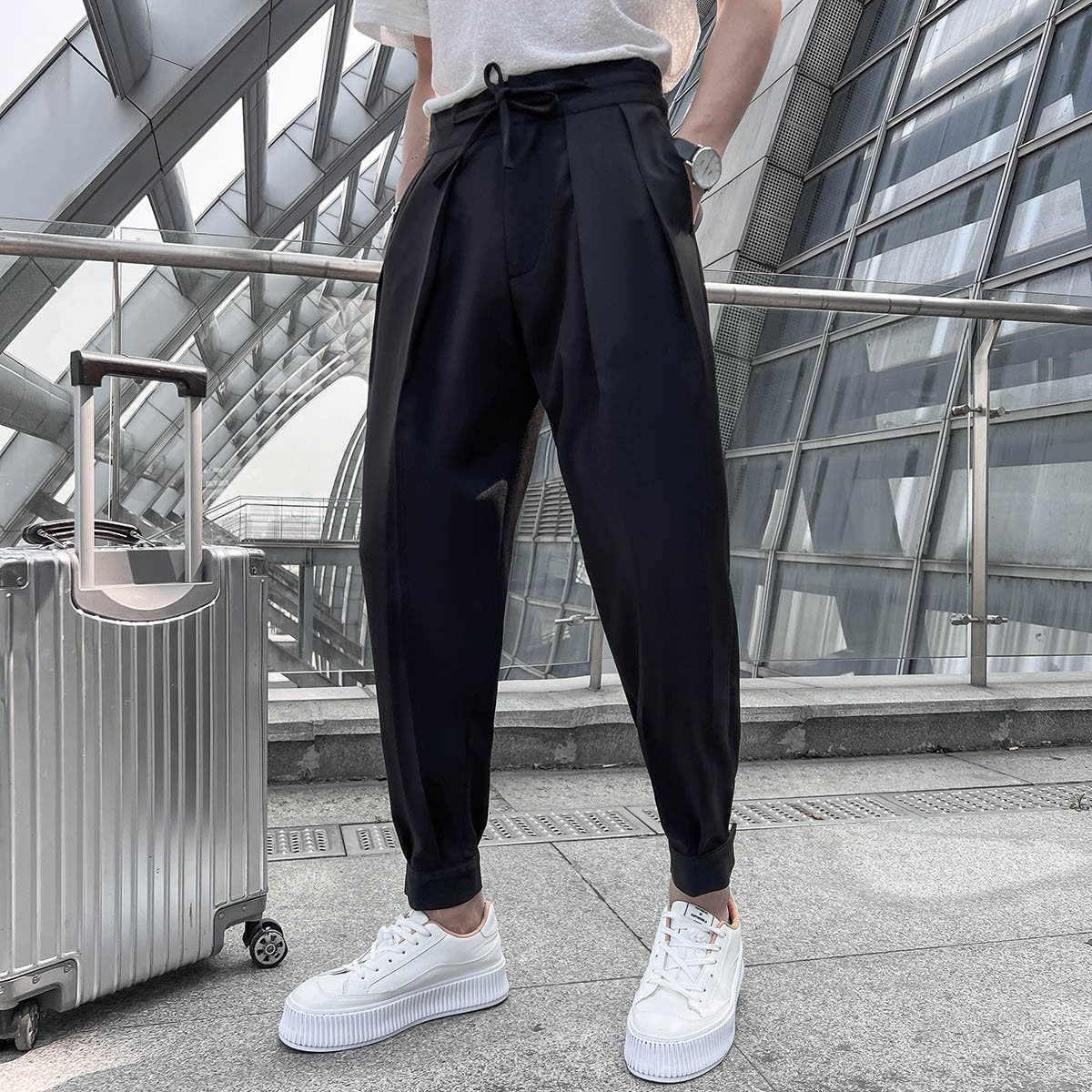 Functional Stylish Trouser with Pleats and Adjustable Bottom (Unisex) - Model S101