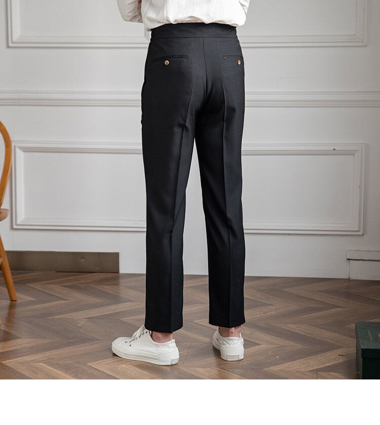 Casual Elastic Waist Pant - Sartorial Style, Drawstring Front, Elastic Side, Comfortable Fit, All Season, Versatile, Unisex