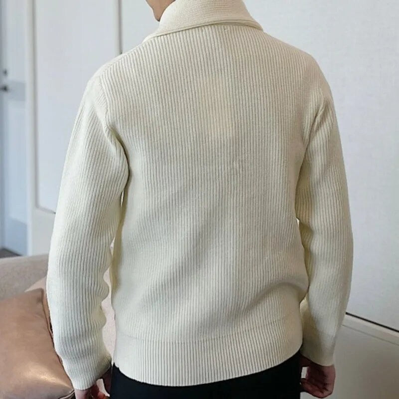 Wide Shawl Collar Knitted Cardigan - Unisex, Versatile, Sophisticated