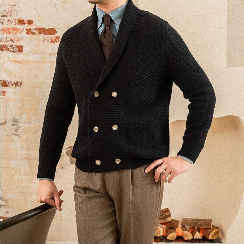 Double Breasted Vintage Suit Inspired Knitted Cardigan